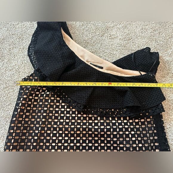 J. Crew NWT One Shoulder Black Eyelet Nude Lined Blouse Size 6 Cotton - Picture 8 of 10